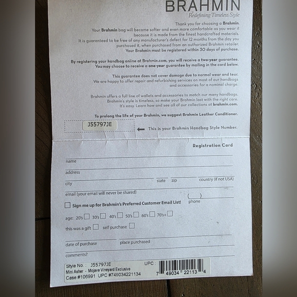 Brahmin Mini Asher Tote- Wallet In Mojave Vineyard Exclusive Embossed Leather - Picture 14 of 16